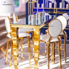 Decoración de mesa y silla de boda de acero inoxidable dorado