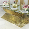 Juego de mesa de comedor de lujo para boda de acero inoxidable dorado para 8 personas