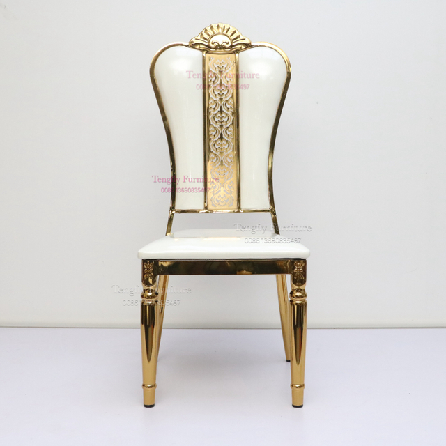 2024 Silla de banquete popular de Chaises de mariage doradas de nuevo diseño de China 